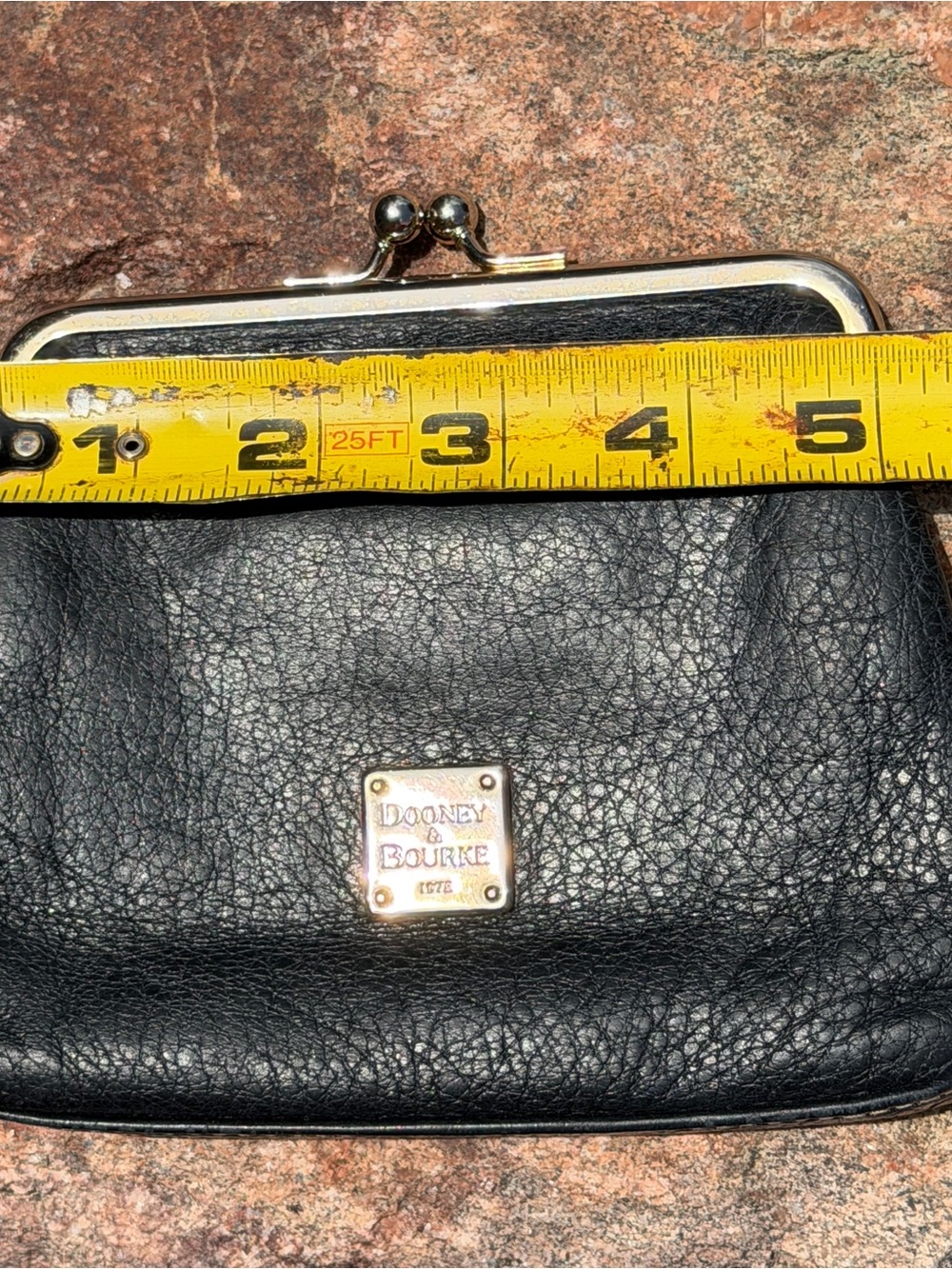 Dooney & Bourke Black Pebbled Leather KissLock Wallet Coin Purse Red Leather EUC - Picture 10 of 11